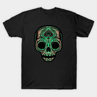 Sugar Skull - Salmon Green T-Shirt